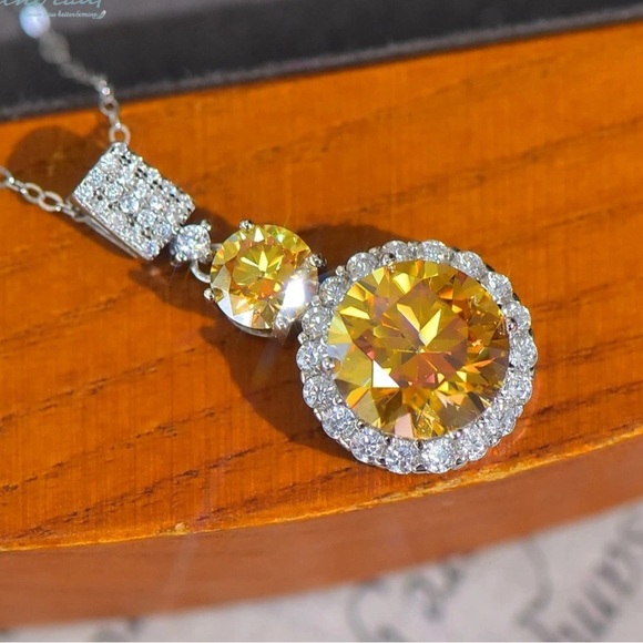 🔥6CT Certified Moissanite Pass Test Brilliant Cut Pendent And Necklace 45cm - Picture 7 of 8